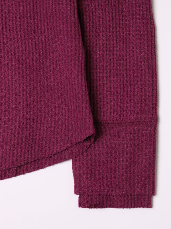 Henley Waffle Purple Long-Sleeve Top
