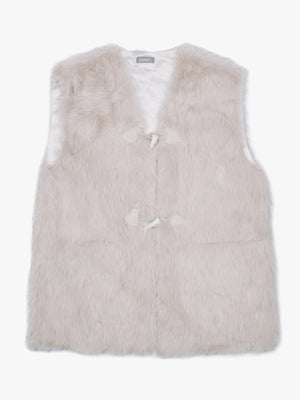 Furry Beige Faux Fur Gilet
