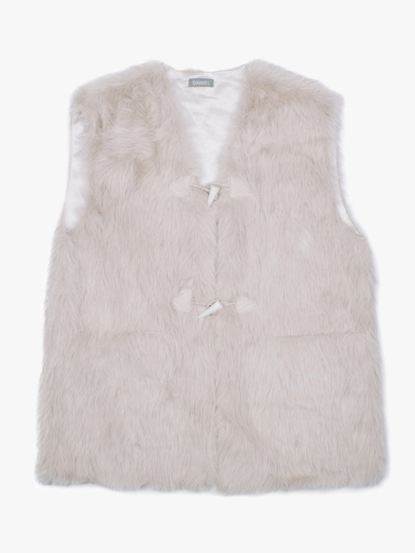Furry Beige Faux Fur Gilet