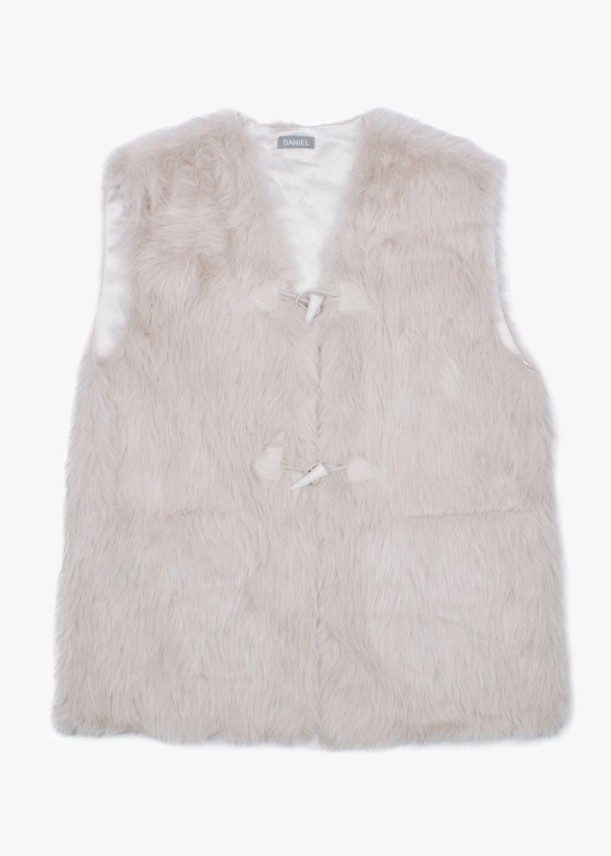 Furry Beige Faux Fur Gilet