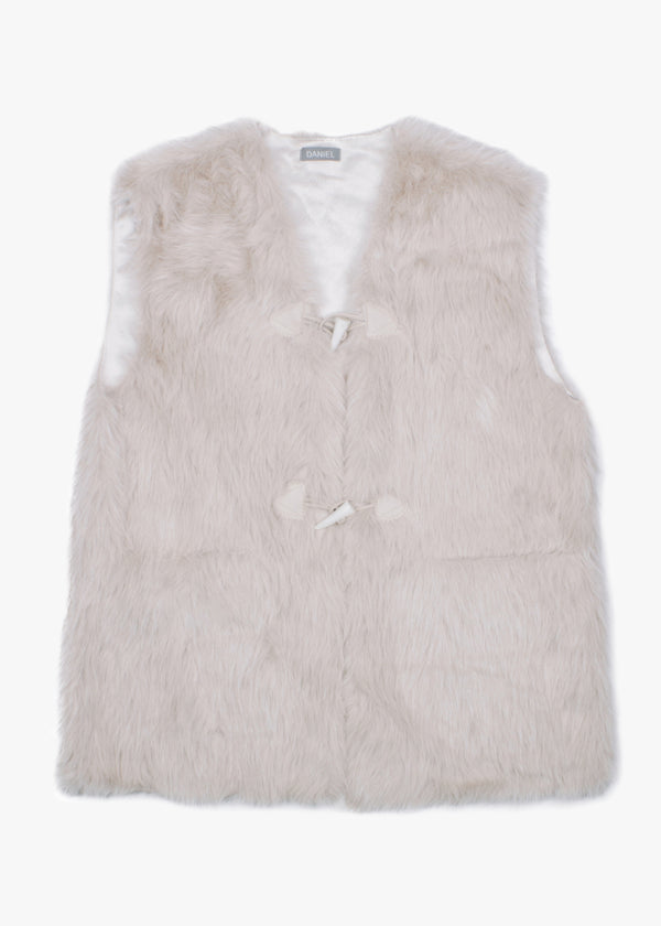Furry Beige Faux Fur Gilet