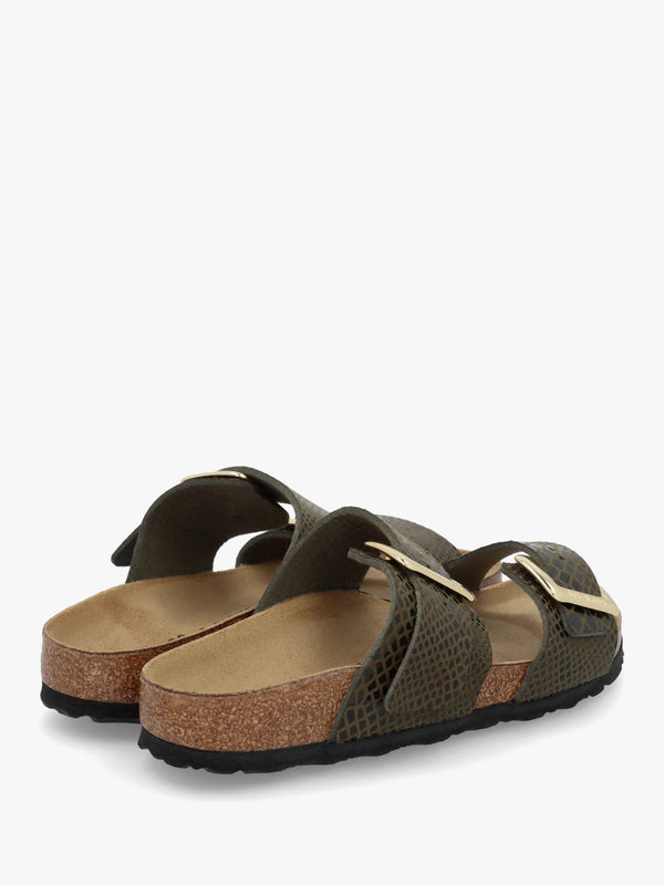Sydney Cushion Buckle Shiny Snake Sage Two Bar Mules