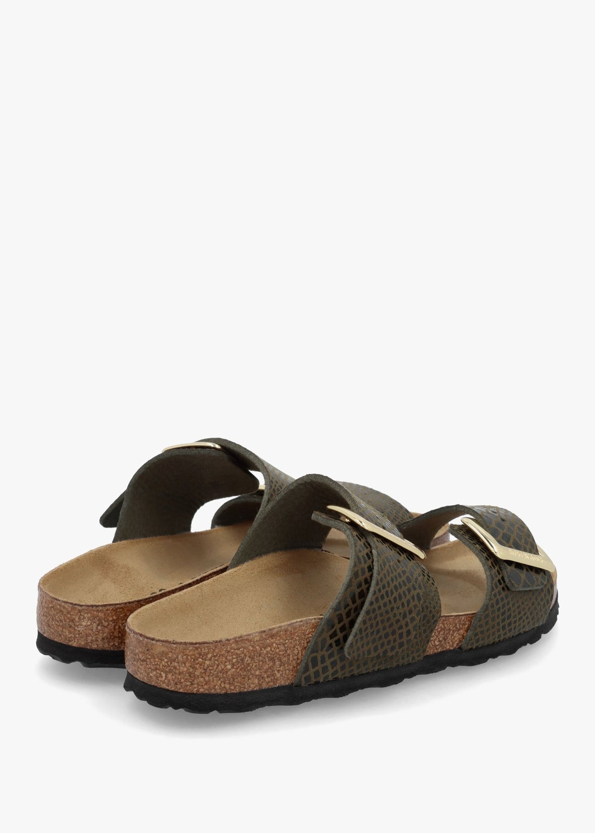 Sydney Cushion Buckle Shiny Snake Sage Two Bar Mules
