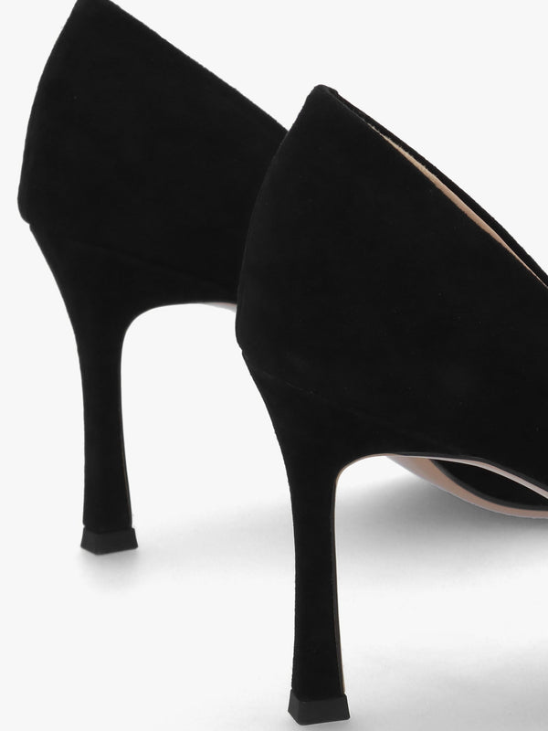 Enjoy Black Suede High Heel Court Shoes