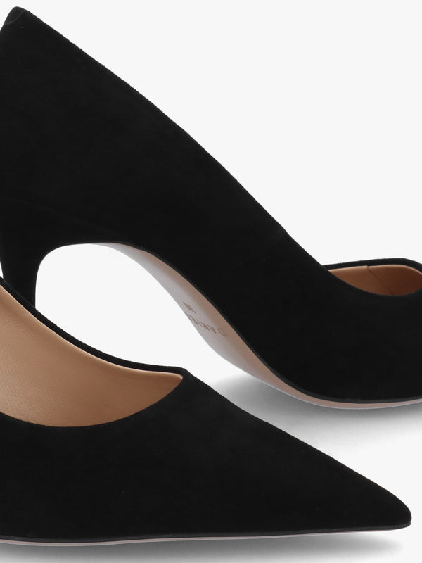 Enjoy Black Suede High Heel Court Shoes