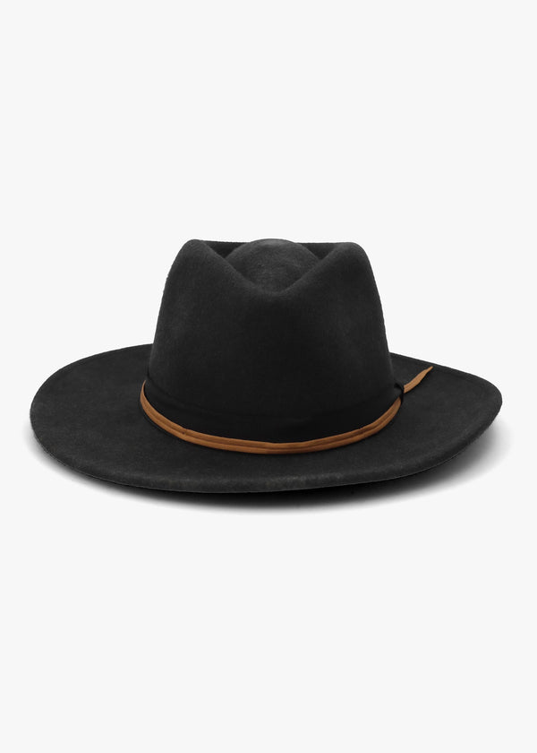 Unisex Dayton Convertible Brim Black Worn Wash Ranche Hat