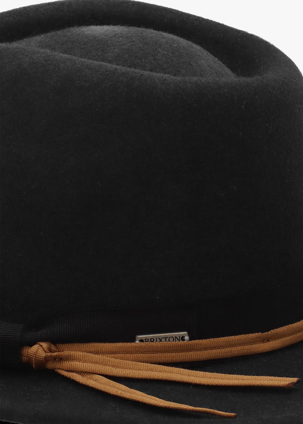Unisex Dayton Convertible Brim Black Worn Wash Ranche Hat