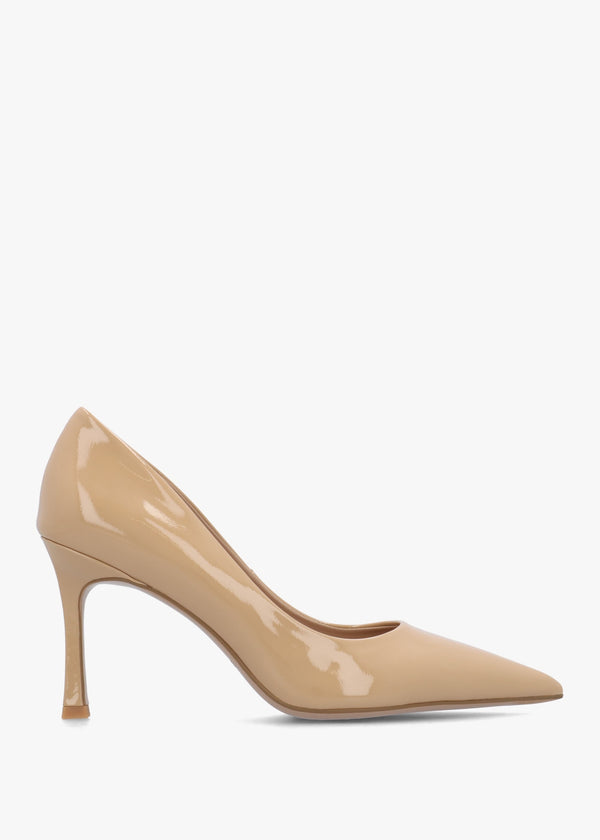 Enjoy Nude Patent Leather High Heel Court Shoes