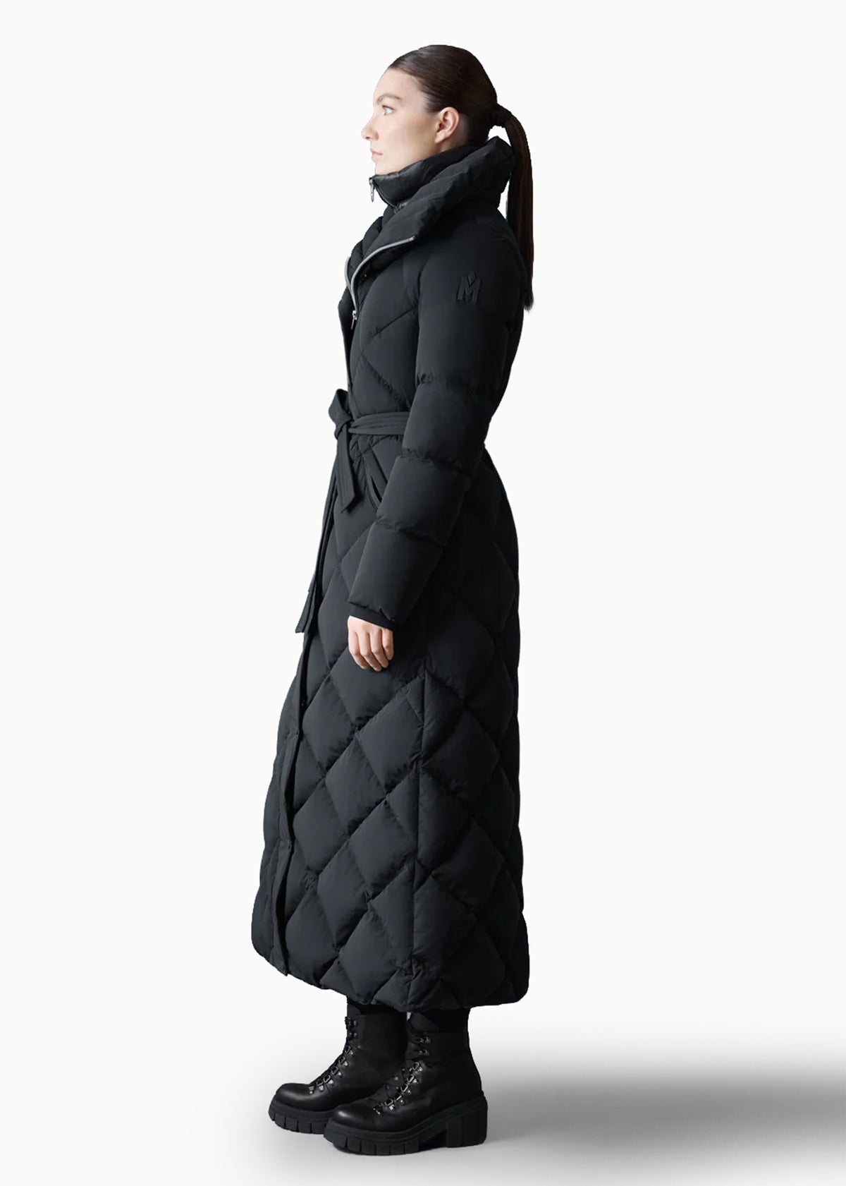 LAURELLA 2-In-1 Light Down Black Belted Coat