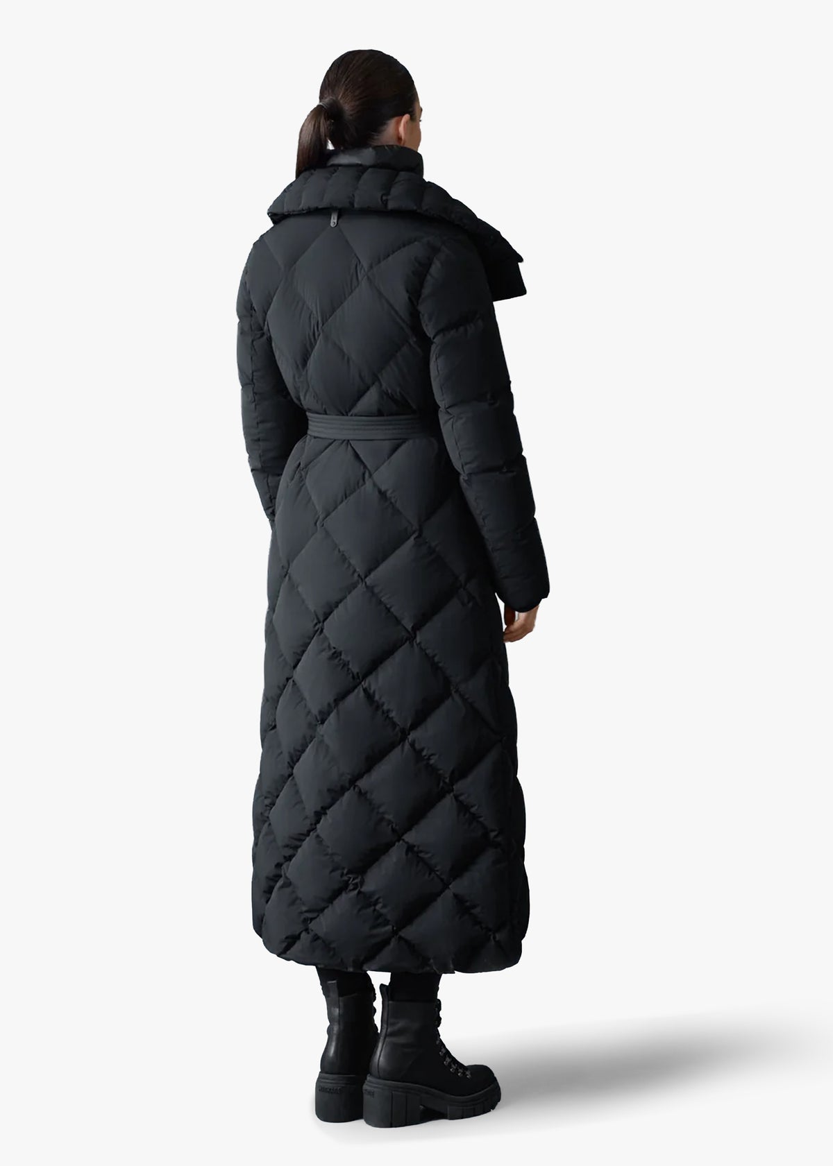 LAURELLA 2-In-1 Light Down Black Belted Coat