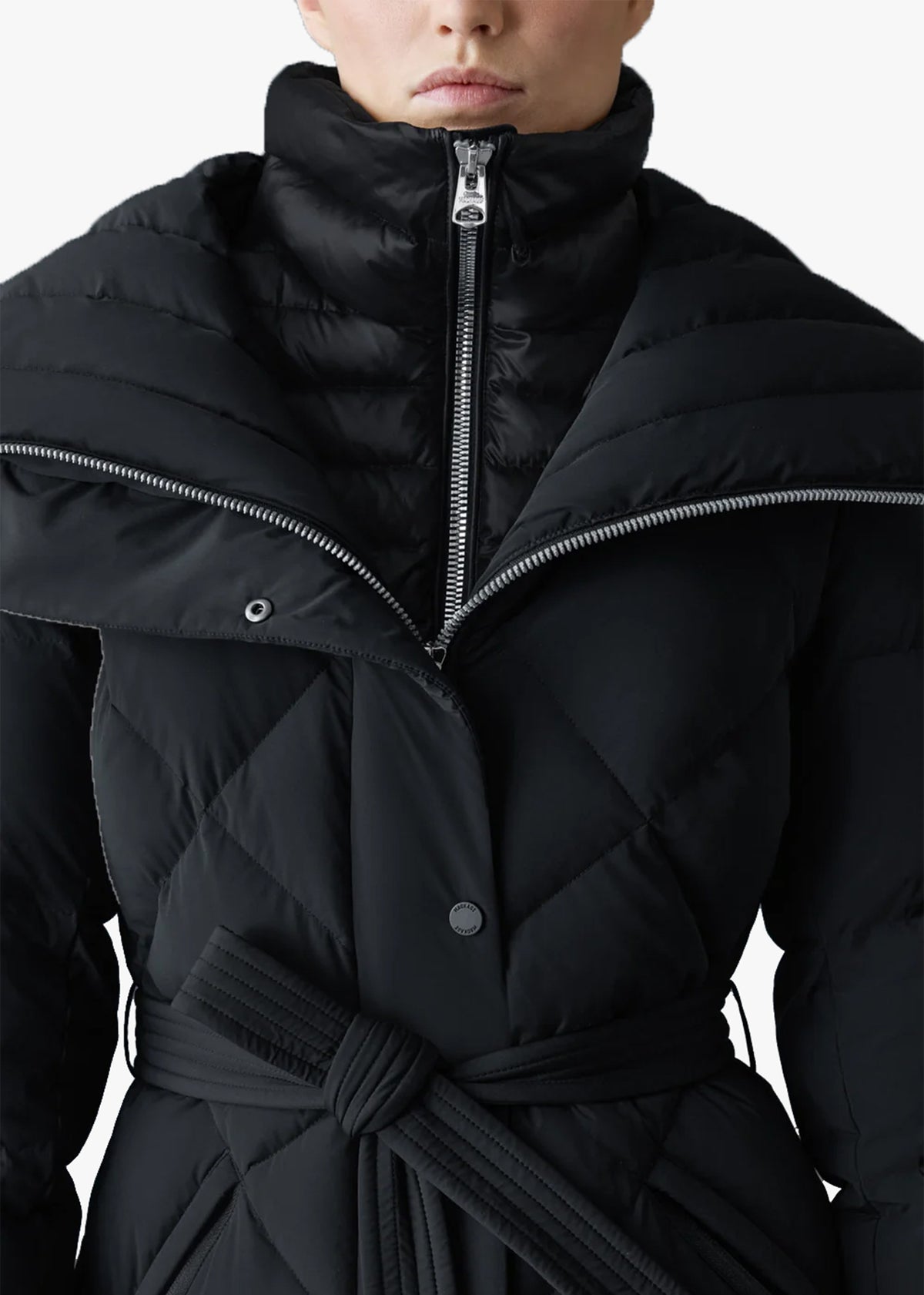 LAURELLA 2-In-1 Light Down Black Belted Coat