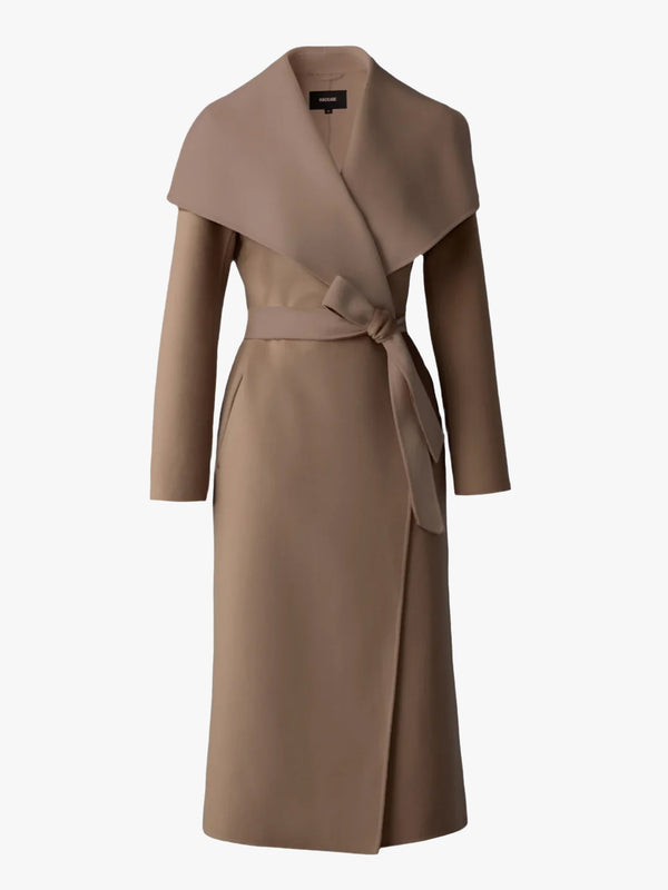 MAI-CN Double-Face Light Camel Wool Wrap Longline Coat
