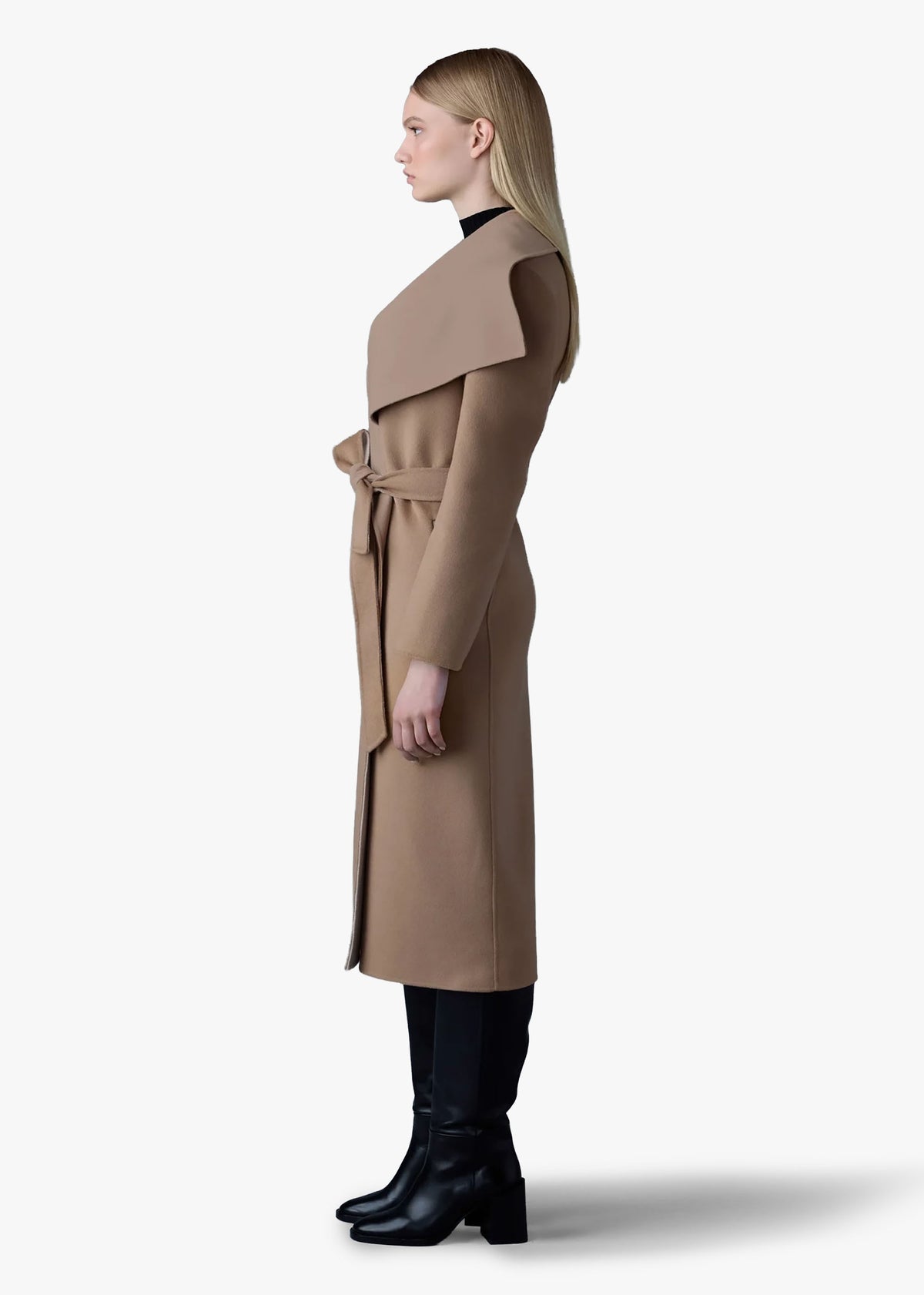MAI-CN Double-Face Light Camel Wool Wrap Longline Coat