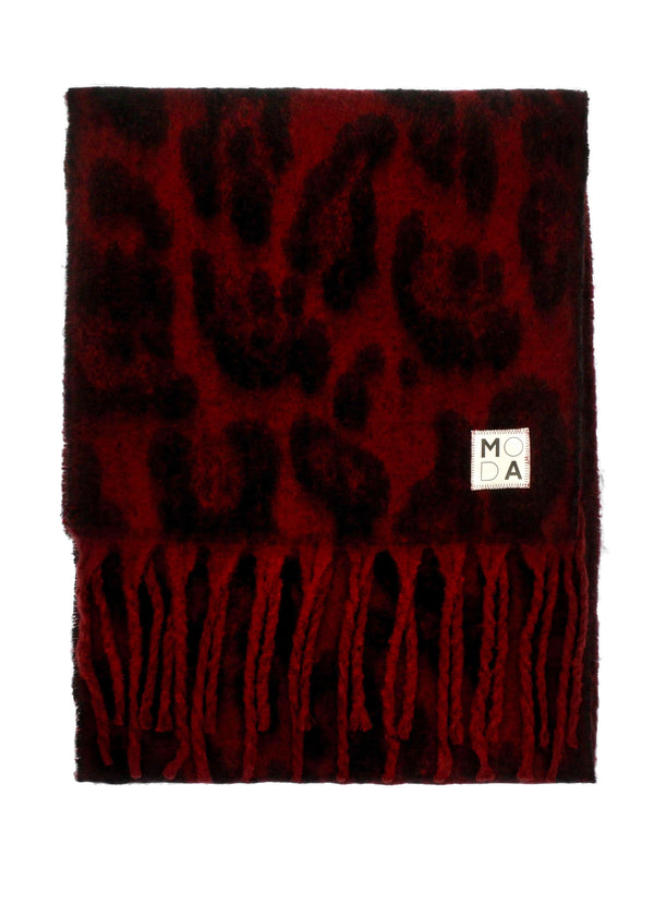 Diana Burgundy Leopard Print Scarf