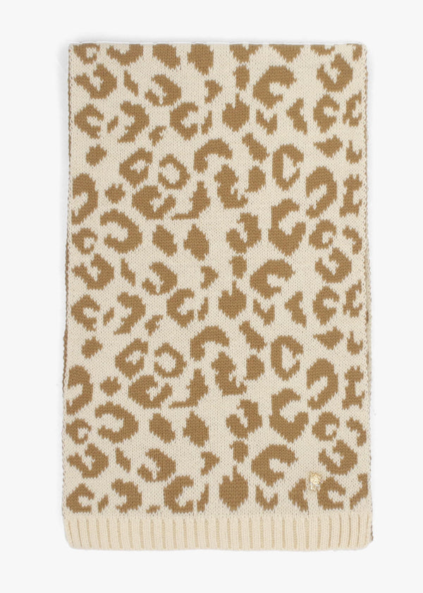 Cleo Beige Leopard Print Scarf