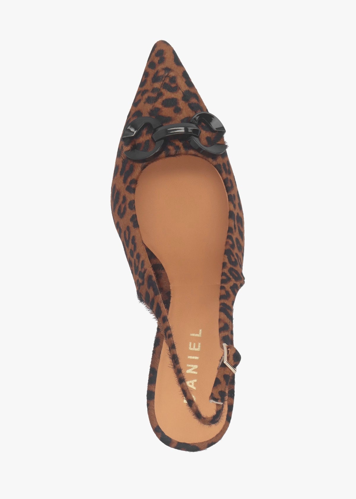 Eppie Leopard Pony Hair Mid Heel Sling Back Shoes