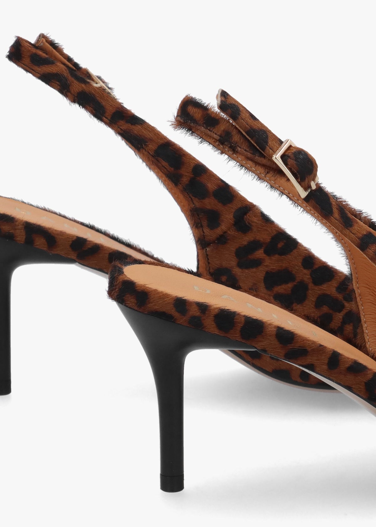 Eppie Leopard Pony Hair Mid Heel Sling Back Shoes
