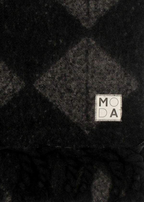 Milana Black Argyle Print Scarf