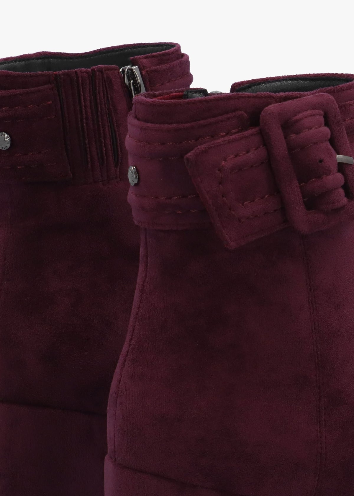 Pacina Burgundy Buckle Strap Block Heel Ankle Boots