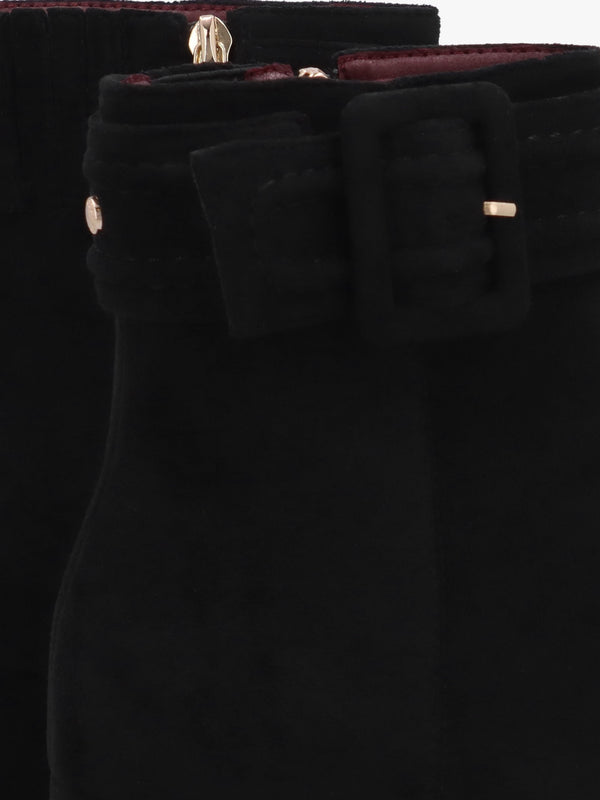 Pacina Black Buckle Strap Block Heel Ankle Boots