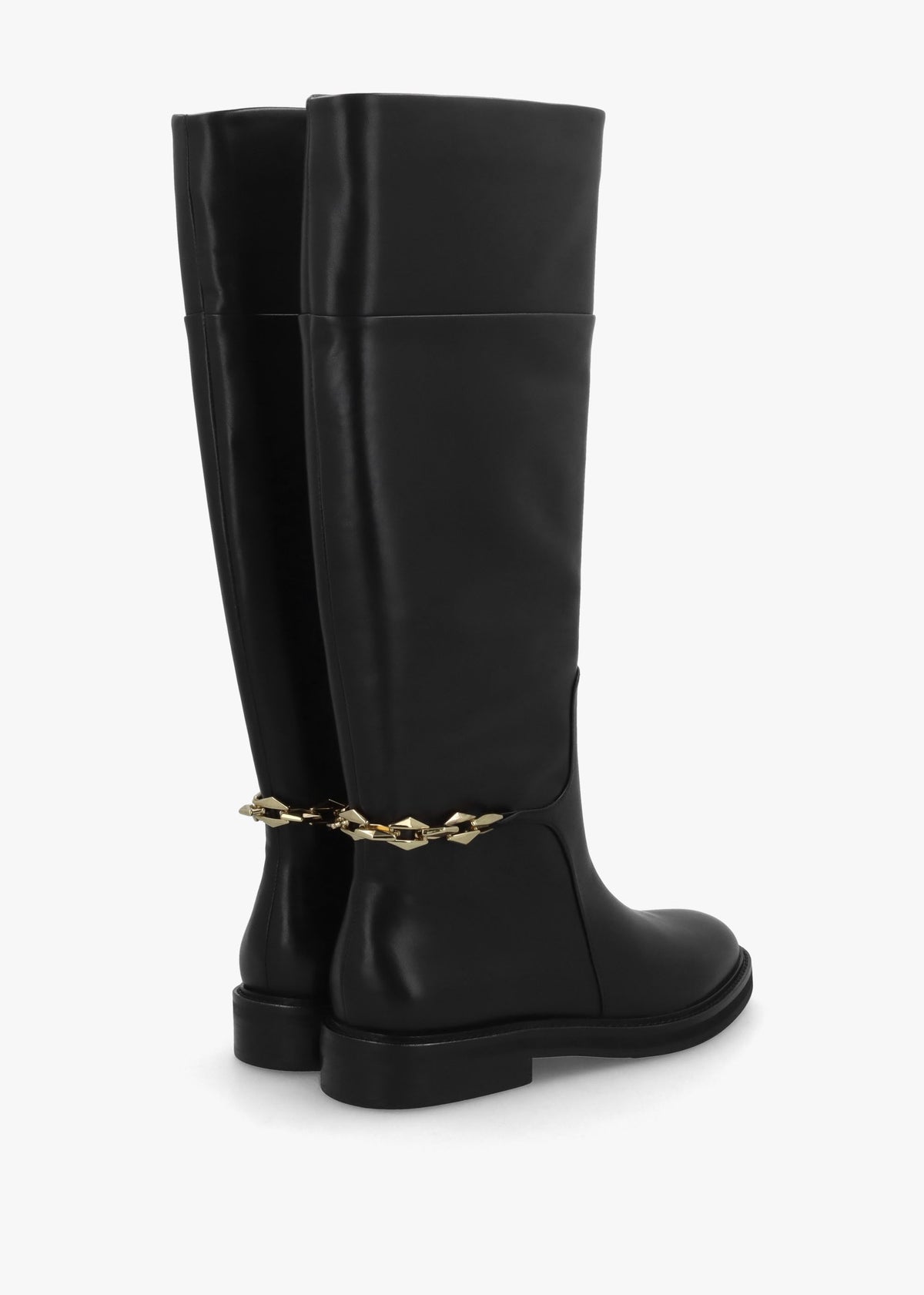 Edith Black Leather Knee High Riding Boots