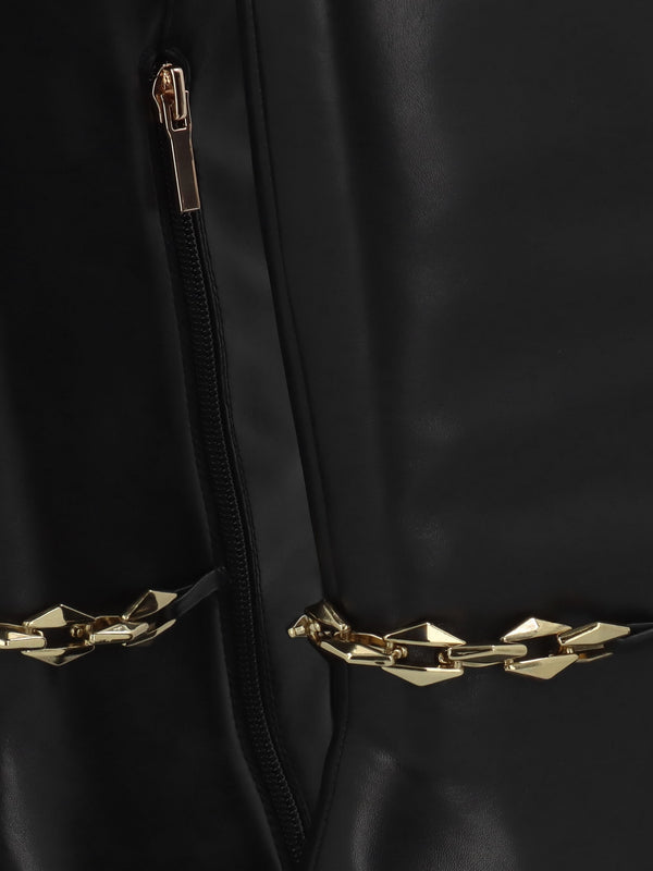 Edith Black Leather Knee High Riding Boots