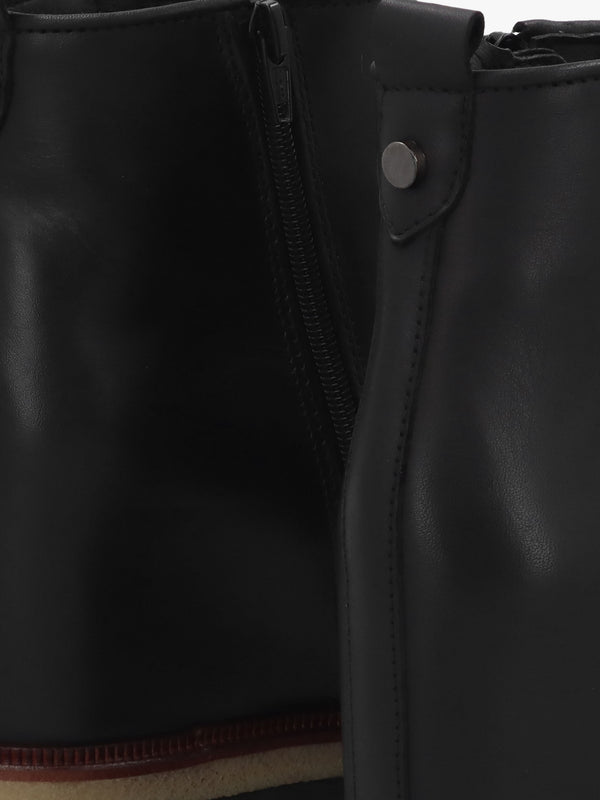 Alwed Black Leather Wedge Ankle Boots