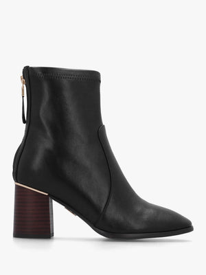 Petras Black Zip Block Heel Ankle Boots