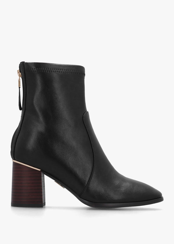 Petras Black Zip Block Heel Ankle Boots