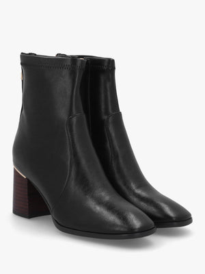Petras Black Zip Block Heel Ankle Boots