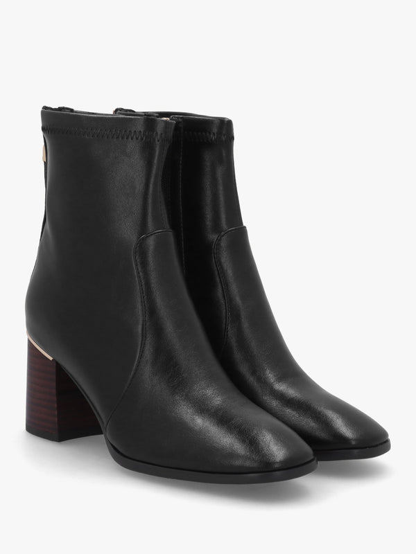 Petras Black Zip Block Heel Ankle Boots