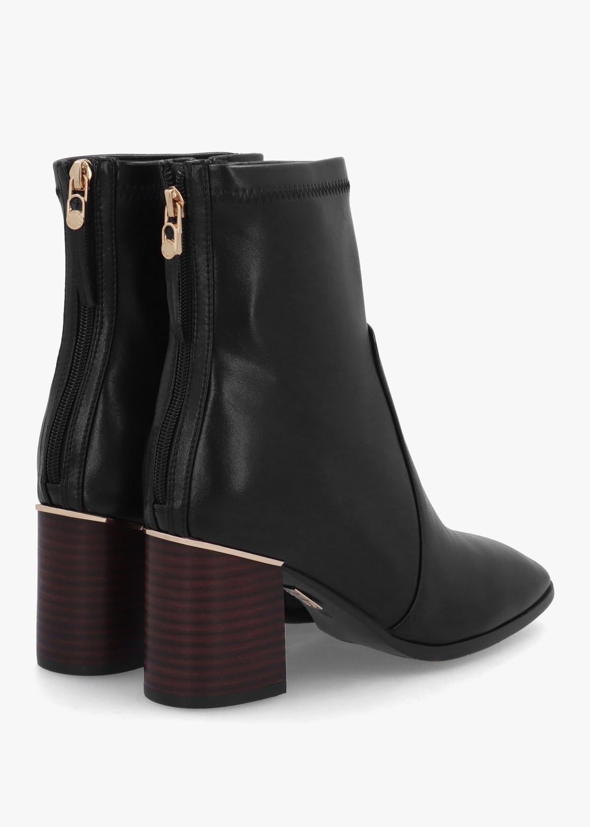 Petras Black Zip Block Heel Ankle Boots