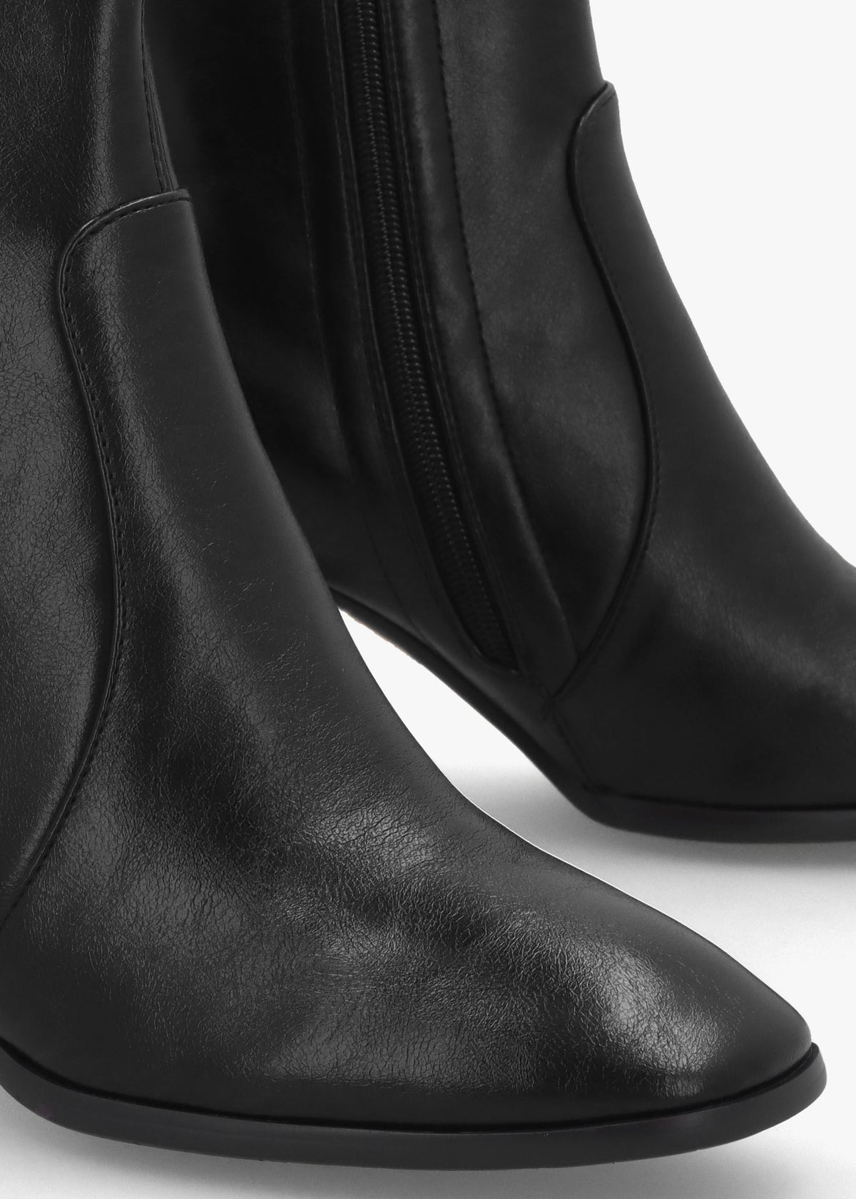 Petras Black Zip Block Heel Ankle Boots