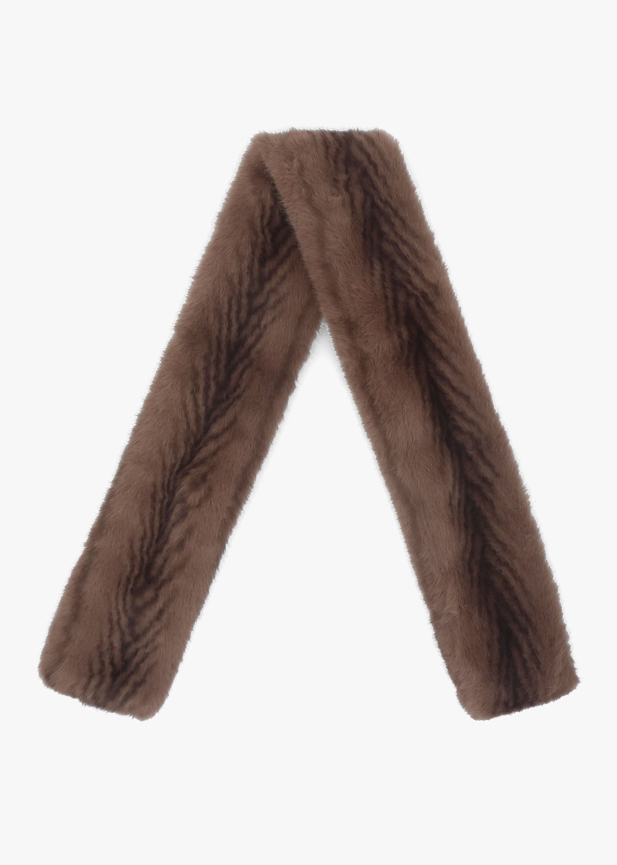 Furry Brown Feather Striped Faux Fur Collar