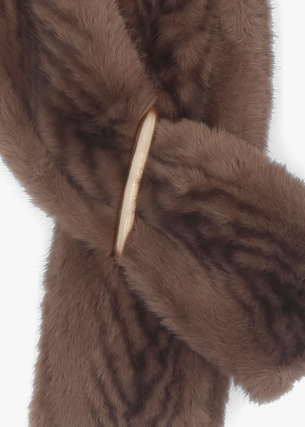Furry Brown Feather Striped Faux Fur Collar