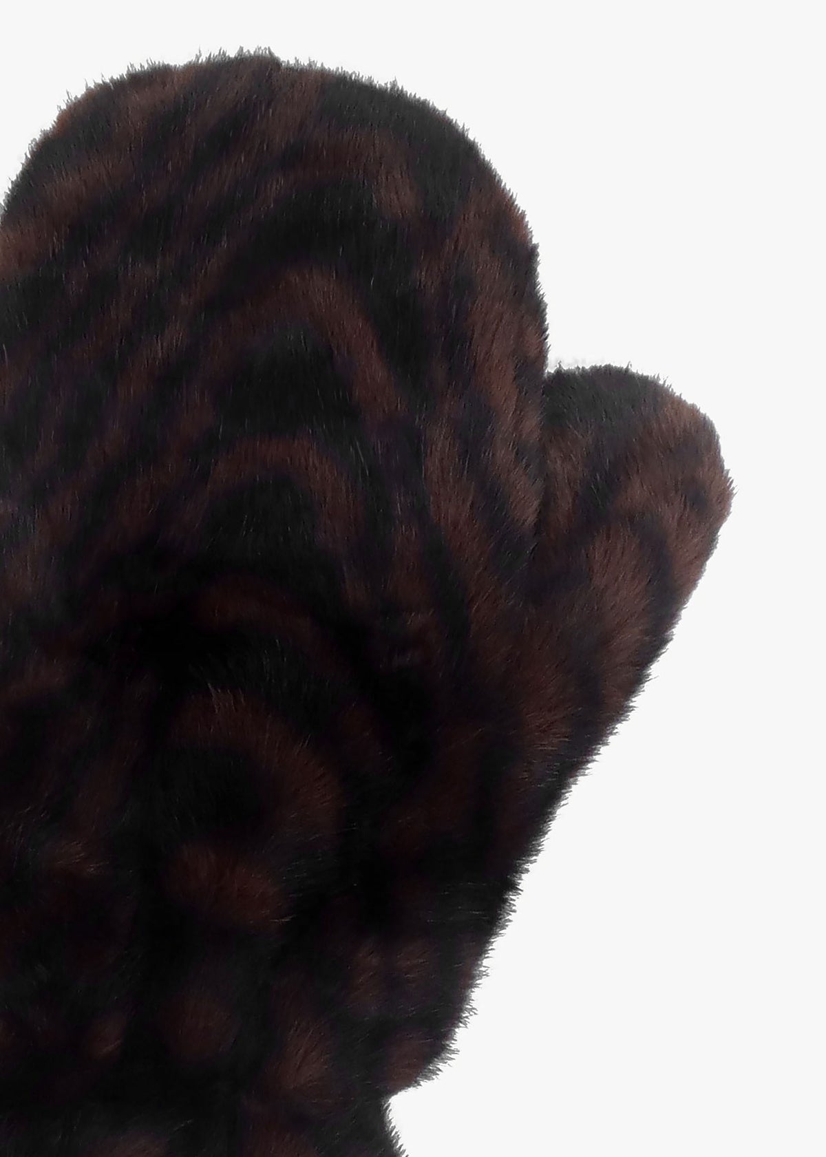 Furry Black & Brown Swirl Faux Fur Mittens
