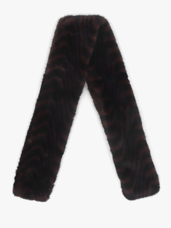 Furry Black & Brown Swirl Faux Fur Collar