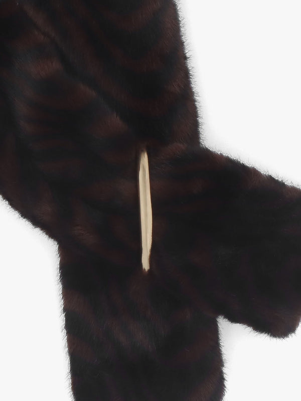 Furry Black & Brown Swirl Faux Fur Collar