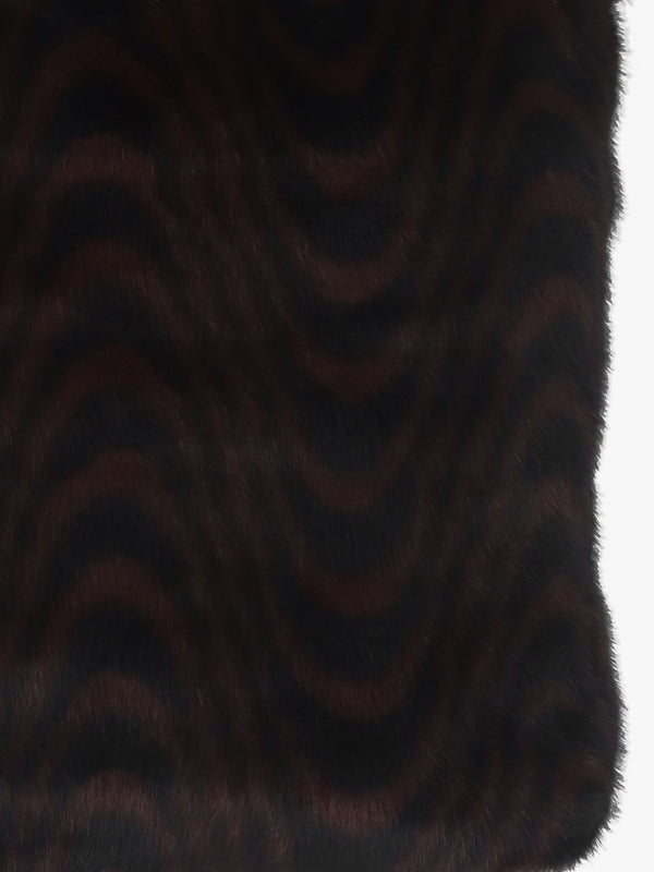 Large Furry Black & Brown Swirl Faux Fur Shoulder Bag