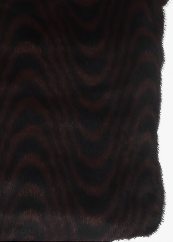 Large Furry Black & Brown Swirl Faux Fur Shoulder Bag