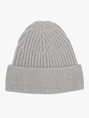 Light Grey Ribbed Beanie Hat