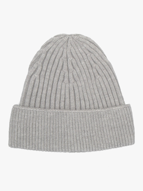 Light Grey Ribbed Beanie Hat