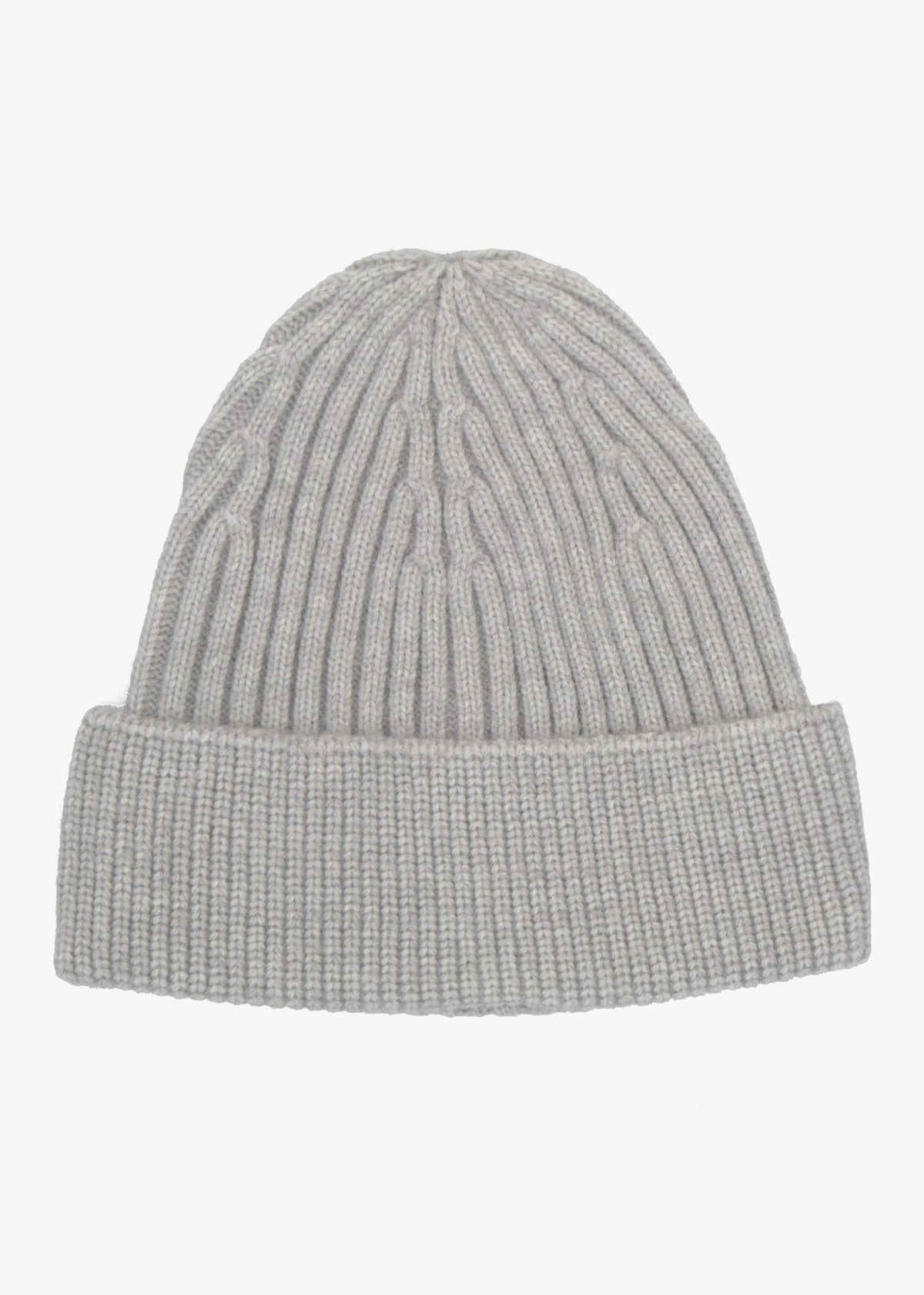 Light Grey Ribbed Beanie Hat