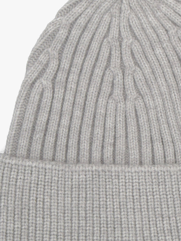 Light Grey Ribbed Beanie Hat