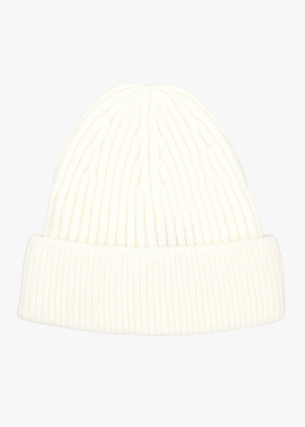 Cream Ribbed Beanie Hat