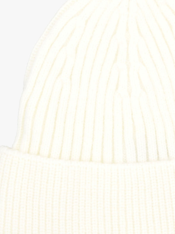 Cream Ribbed Beanie Hat