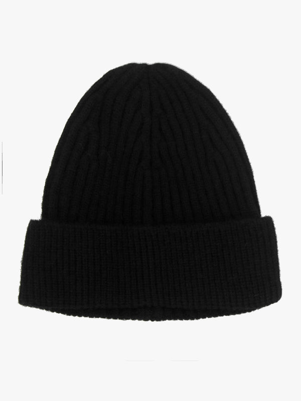 Black Ribbed Beanie Hat