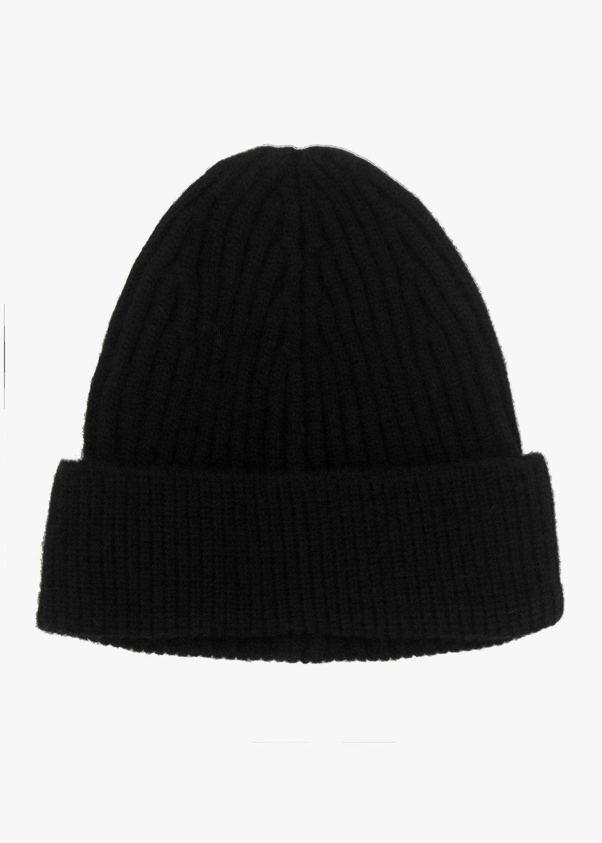Black Ribbed Beanie Hat