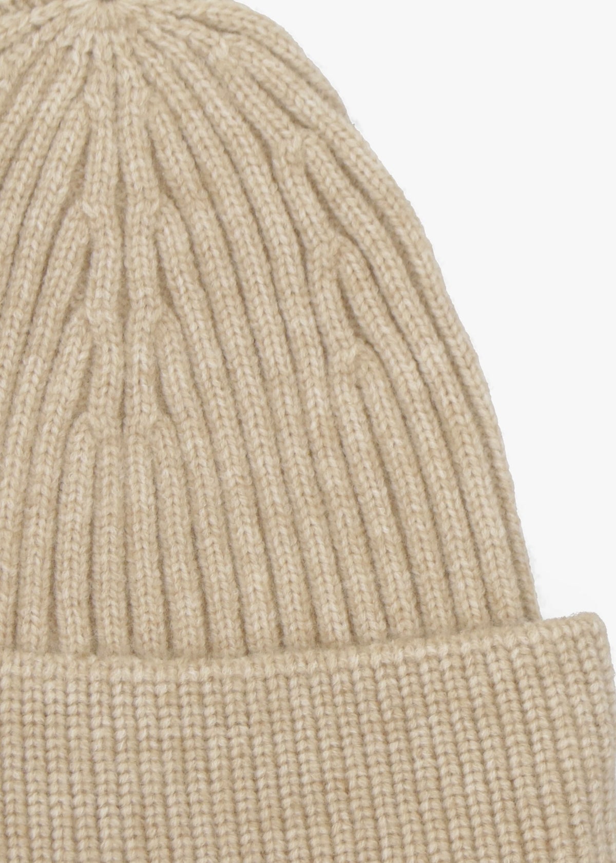 Beige Ribbed Beanie Hat