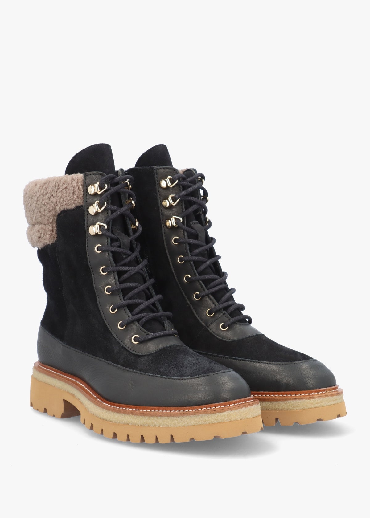 Ashearl Black Suede & Leather Ankle Boots